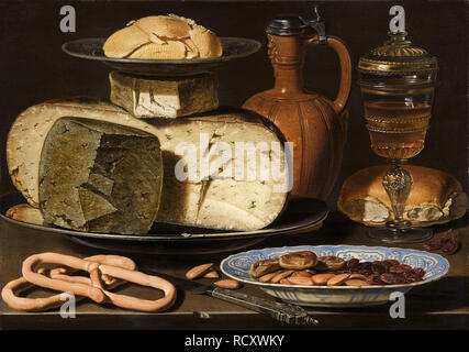 Still Life with Cheeses, Almonds and Pretzels. Museum: The Mauritshuis, The Hague. Author: PEETERS, CLARA. Stock Photo
