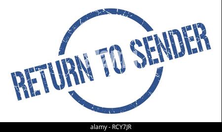 return to sender blue round stamp Stock Vector