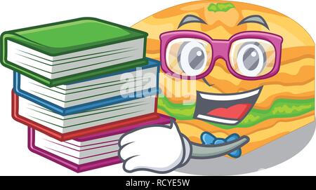 Student with book baklava is isolated the with mascot Stock Vector