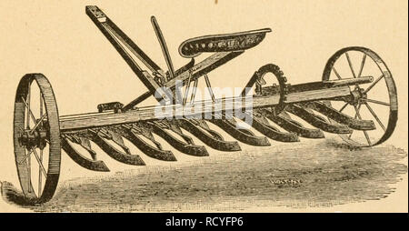 . Elementary lessons in the physics of agriculture. Agricultural physics. [from old catalog]. Fig. 61. 211. The Acme Harrow.— This tool, so far as its ef- fects upon the soil are concerned, is like the disc harrow, but while it slices the soil and turns it over it does so with more compression, more friction and less movement. Like the disc harrow it can be used to cut sod, but has a greater tendency to drag them out of place.. Fiy. 62.. Please note that these images are extracted from scanned page images that may have been digitally enhanced for readability - coloration and appearance of thes Stock Photo