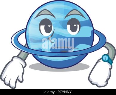 Waiting plenet uranus above the sky cartoon Stock Vector