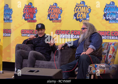 FRANKFURT, GERMANY - MAY 6th 2018: Theo Rossi and Mark Boone Junior at German Comic Con Frankfurt, a two day fan convention Stock Photo