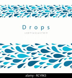 Seamless pattern with stylized drops on a light background. Blue water abstract vector background. Stock Vector