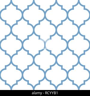 Vector moroccan repeat seamless pattern. Light blue on white background. Stock Vector
