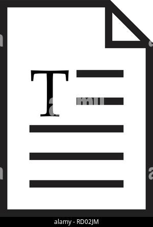 page with letter T. text document icon, web page symbol, office file format. Vector illustration isolated on white Stock Vector