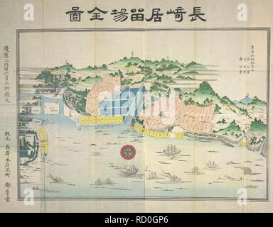 Japan: A Japanese map of Nagasaki Harbour and Dejima Island. The