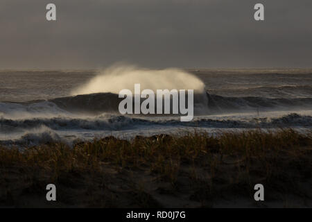 Waves crashing in ocean, Jersey Shore, New Jersey, United States Stock Photo