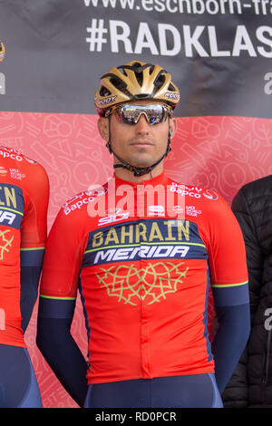 ESCHBORN, GERMANY - MAY 1st 2018: Valerio Agnoli (Bahrain Merida) at Eschborn-Frankfurt cycling race Stock Photo