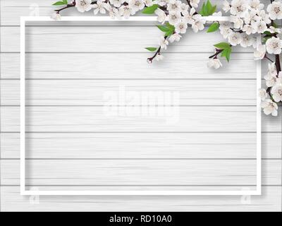 Frame with spring blossoming cherry branches. Stock Vector