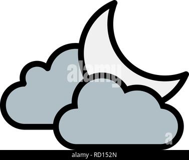 Cloud And Moon Vector Icon For Personal And Commercial Use............. Stock Vector