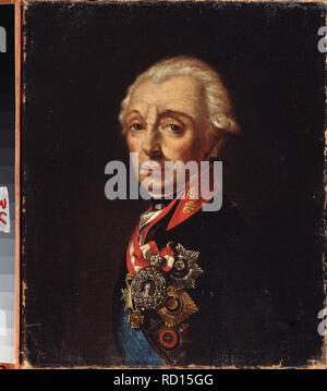 Portrait of Field Marshal Generalissimo Prince Alexander Suvorov (1729–1800). Museum: Far Eastern Art Museum, Khabarovsk. Author: Russian master. Stock Photo