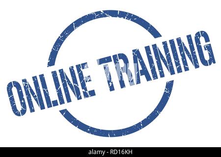 online training blue round stamp Stock Vector