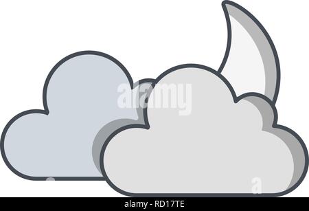 Cloud And Moon Vector Icon For Personal And Commercial Use............. Stock Vector