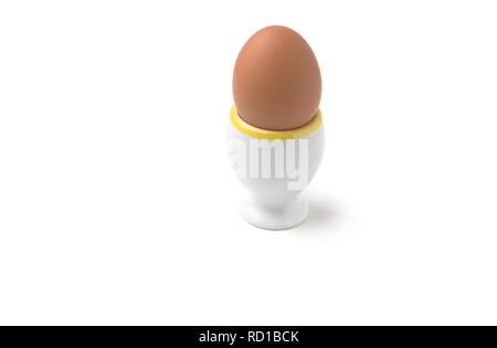 Chicken Egg in Egg Cup Isolated on White Background Stock Photo