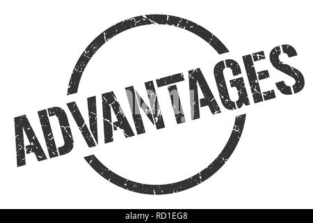 advantages black round stamp Stock Vector