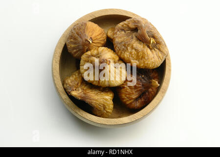 A Bowl of Dried Figs (Isolated on white background) Stock Photo