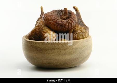 A Bowl of Dried Figs (Isolated on white background) Stock Photo