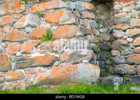 Part of the wall of the Spaso-Preobrazhensky Solovetsky Monastery. Solovetsky archipelago, White Sea, Russia Stock Photo