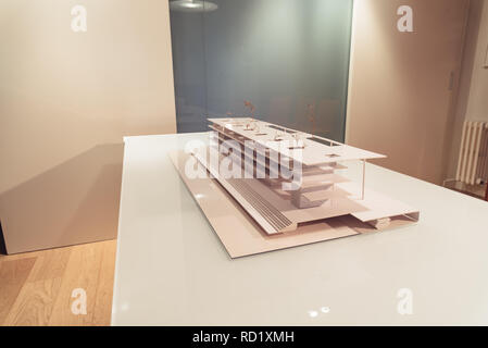 Architecture model made with cardboard on table in office of architectural firm Stock Photo