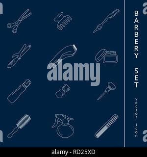 Barbershop collection isolated on white backdrop. Vector icons Stock Vector