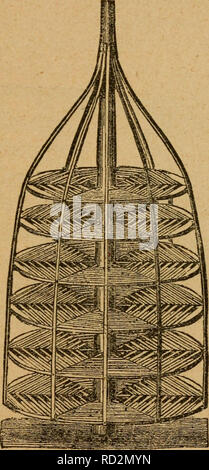 . The dairyman's manual; a practical treatise on the dairy. Dairying. T-BLE CARE OF MILK. ^51 The butter-worker can be placed in the front of tliis sink when in use, so that the drainage from it is caught and does not mess up the floor. The floor is of matched boards laid over common hemlock boards, and is oiled so that it will not absorb any spilled cream, which can be wiped off without trouble. An open stairway leads up to the attic, where butter pails, etc., can be stored.. Fig. 44.—EOTATING SHELVES FOR DAIRY. A large drawer on rollers, under the table, holds the sr t and other drawers are  Stock Photo