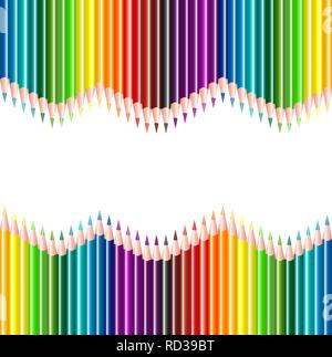 Color pencils isolated on white background. Pencils of rainbow or spectrum colors. Vector illustration, EPS10. Stock Vector