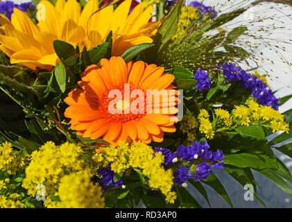 Various colorful summer flowers in a bouquet Stock Photo
