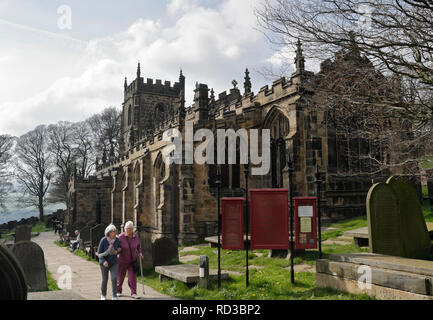 St Nicholas Church in High Bradfield village, suburb of Sheffield England, Peak district national park, grade 1 listed building, 14th century Stock Photo