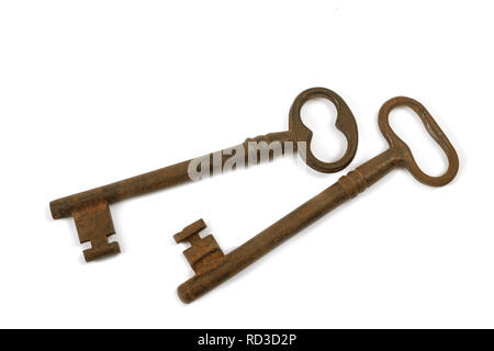 Old Keys isolated on white background Stock Photo