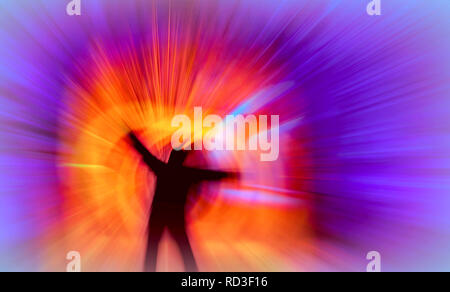 Conceptual image of  a person trying to break through Depression Stock Photo