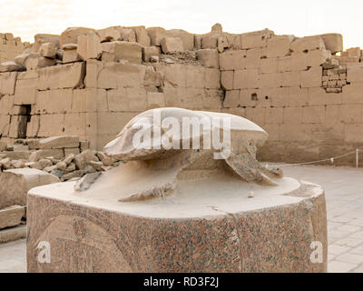 Antique Granite Scarab at Karnak Temple in Luxor, Egypt Stock Photo