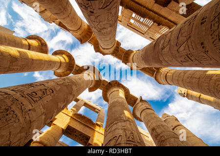 Karnak Hypostyle hall columns in the Temple at Luxor Thebes Stock Photo