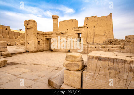 The ruins of the temple of Horus at Idfu Egypt Stock Photo