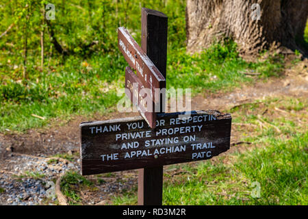Keedysville, MD, USA - April 10, 2016: A sign along the Appalachian Trail in Washington County, MD. Stock Photo