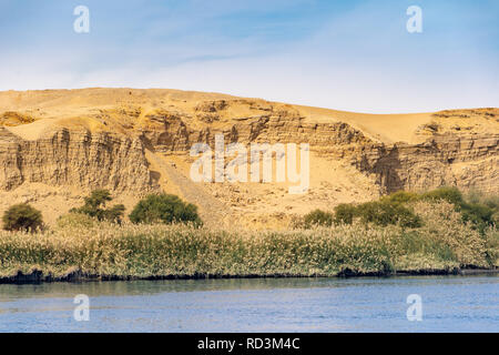 Vegetation on the banks of Nile River in Egypt Stock Photo