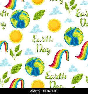 Happy Earth Day seamless pattern. Stock Vector