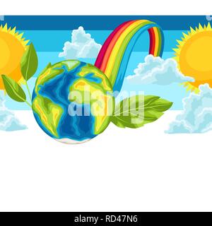 Happy Earth Day seamless pattern. Stock Vector