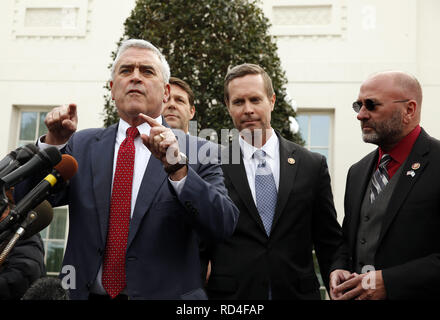 Washington, District of Columbia, USA. 15th Jan, 2019. United States Representative Brad Wenstrup (Republican of Ohio) speaks to reporters following a lunch at the White House with US President Donald J. Trump to discuss the government shutdown, in Washington, DC, January 15, 2019 Credit: Martin H. Simon/CNP/ZUMA Wire/Alamy Live News Stock Photo