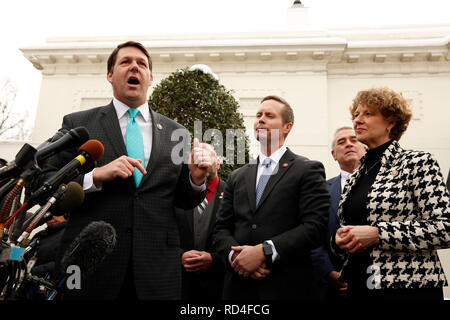 Washington, United States Of America. 15th Jan, 2019. United States Representative Jodey Arrington (Republican of Texas) speaks to reporters following a lunch at the White House with US President Donald J. Trump to discuss the government shutdown, in Washington, DC, January 15, 2019. Credit: Martin H. Simon/CNP | usage worldwide Credit: dpa/Alamy Live News Stock Photo