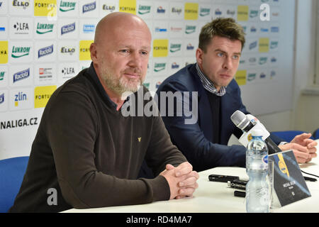 Czech football manager Michal Bilek (left) will coach the national team of Kazakhstan as of February, he told journalists in Zlin, Czech Republic, January 17, 2019. (CTK Photo/Dalibor Gluck) Stock Photo