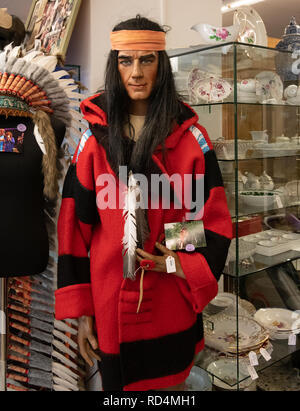 Berlin, Germany. 17th Jan, 2019. Personal objects from the estate of Winnetou actor Pierre Brice can be seen on a doll in an auction house. On 26 January, the Berlin auction house will auction off numerous pieces from the estate of the legendary Karl May actor. Credit: Paul Zinken/dpa/Alamy Live News Stock Photo