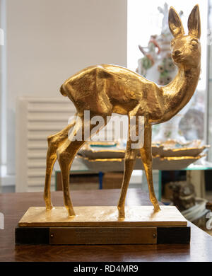 Berlin, Germany. 17th Jan, 2019. The 'Bambi' by Winnetou actor Pierre Brice stands on a table in an auction house. On 26 January, the Berlin auction house will auction off numerous pieces from the estate of the legendary Karl May actor. Credit: Paul Zinken/dpa/Alamy Live News Stock Photo