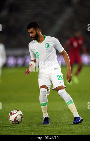 January 17, 2019 : Abdulelah Al-Amri of Saudi Arabia during Saudi Arabia v Qatar at the Zayed Sports City Stadium in Abu Dhabi, United Arab Emirates, AFC Asian Cup, Asian Football championship. Ulrik Pedersen/CSM. Stock Photo