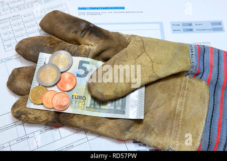 Working glove with 9.19 euros of minimum wage, Arbeitshandschuh mit 9,19 Euro Mindestlohn