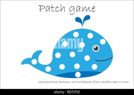 Dot to dot game with cartoon cute whale. Connect the dots. Math game ...