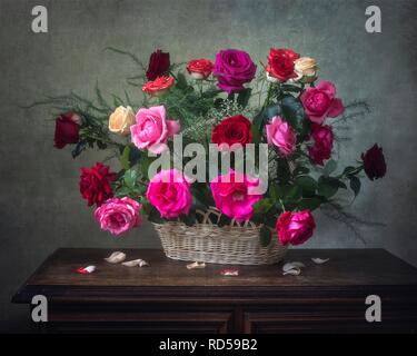 Still life with splendid bouquet of garden flowers Stock Photo - Alamy