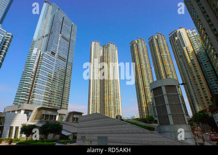 View of Civic Square and Elements Mall, West Kowloon, Hong Kong, China. Stock Photo