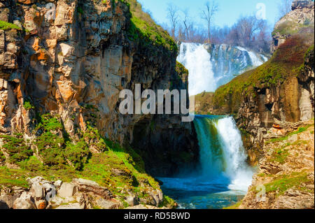White River waterfall in the open high desert of eastern Oregon Stock Photo