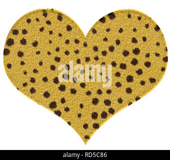 Cheetah fur textured heart, yellow with brown dots Stock Photo