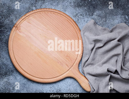 Round wood platter top Stock Photo